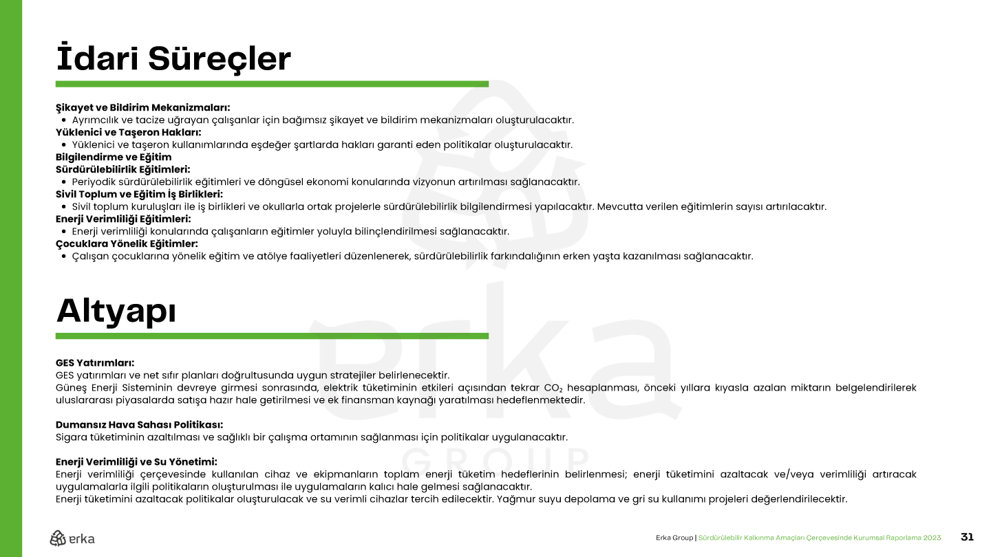 Erka Group 2023 Sürdürülebilirlik Raporu